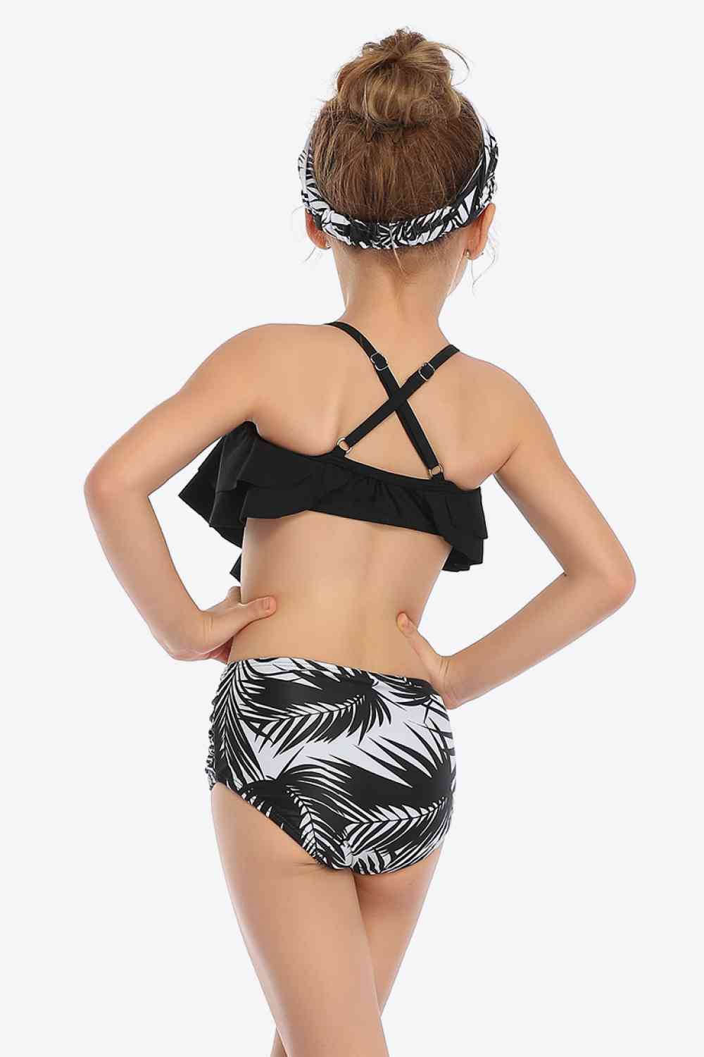 Printed Crisscross Layered Two-Piece Swim Set -