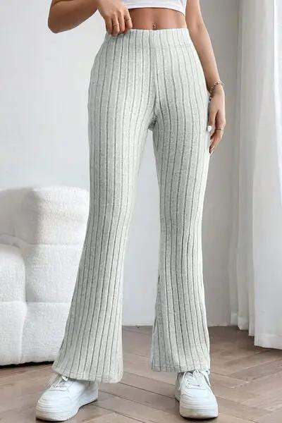 Basic Bae Full Size Ribbed High Waist Flare Pants -