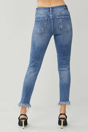 RISEN Distressed Frayed Hem Slim Jeans Faith & Co. Boutique