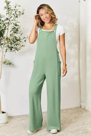 Double Take Full Size Wide Strap Overall with Pockets -