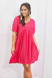 BOMBOM Another Day Swiss Dot Casual Dress in Fuchsia -