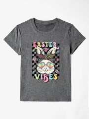 EASTER VIBES Round Neck Short Sleeve T-Shirt - Charcoal / S