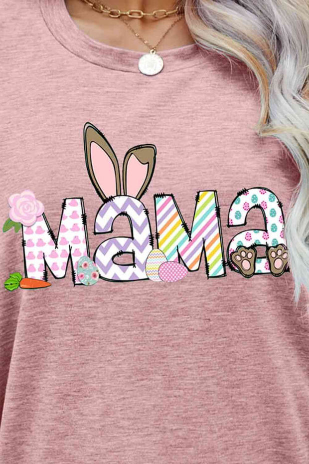 Easter MAMA Graphic Round Neck T-Shirt -
