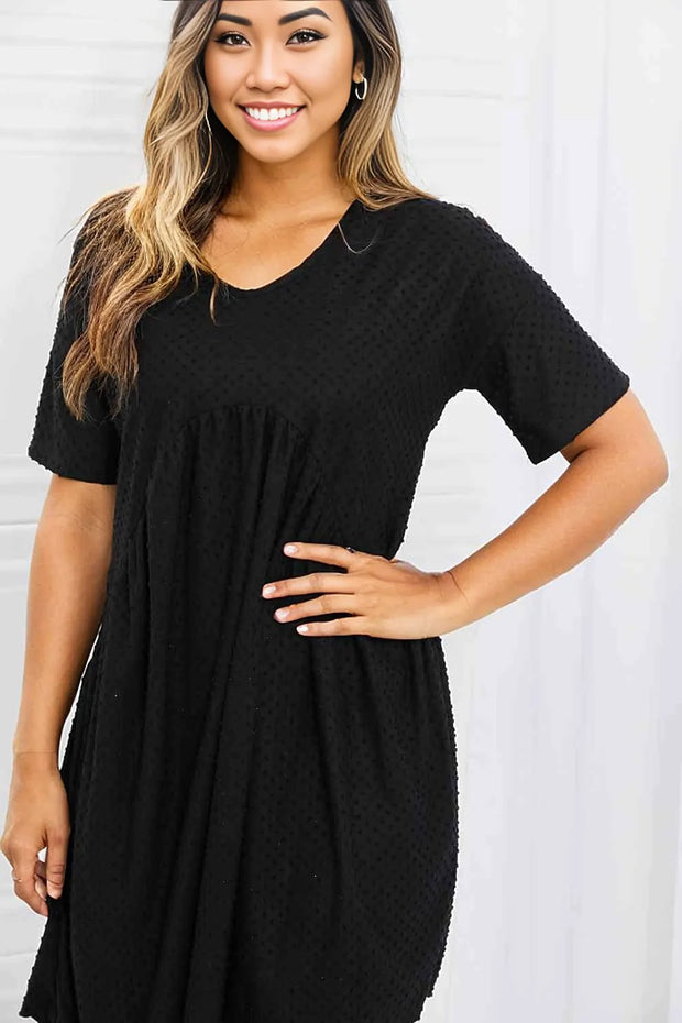 BOMBOM Another Day Swiss Dot Casual Dress in Black -