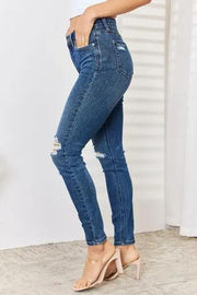 Judy Blue Full Size High Waist Distressed Slim Jeans -