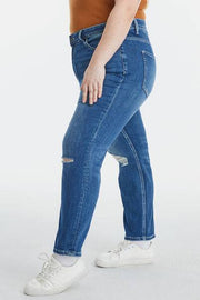 BAYEAS Full Size High Waist Distressed Washed Cropped Mom Jeans -