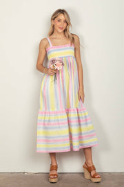 VERY J Striped Woven Smocked Midi Cami Dress Faith & Co. Boutique