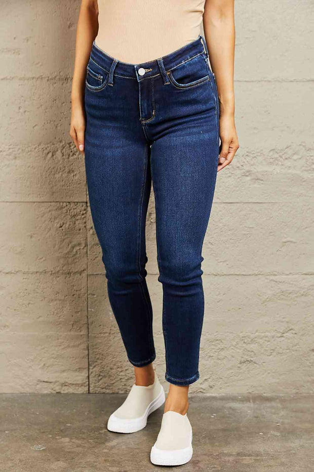 BAYEAS Mid Rise Slim Jeans - Dark / 24