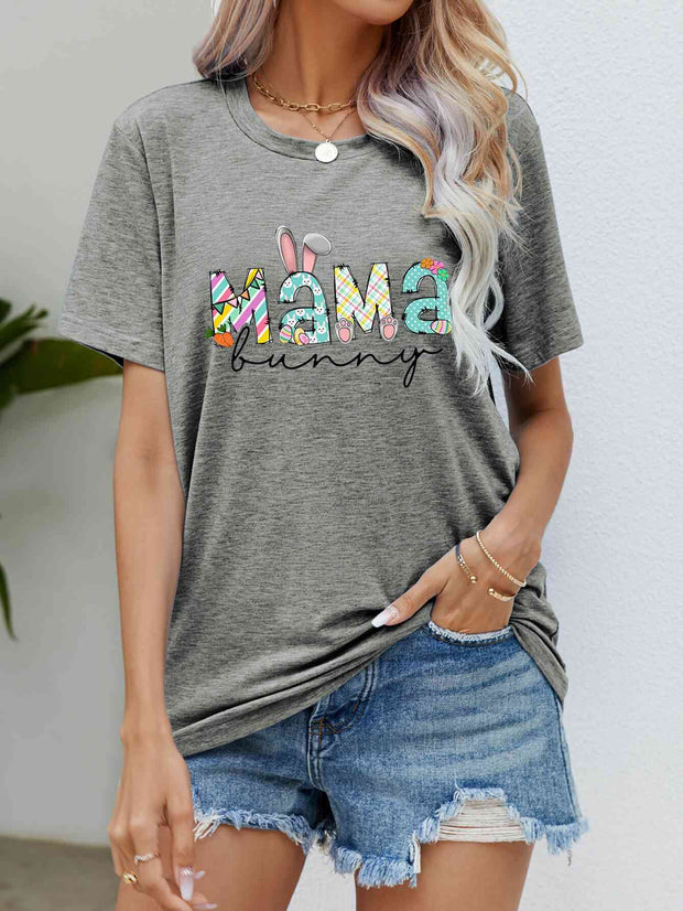MAMA BUNNY Easter Graphic Tee - Heather Gray / S
