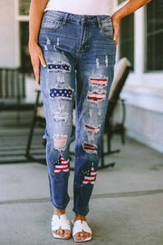 Distressed Straight Jeans with Pockets - Medium / 4