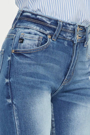 Kancan Distressed Raw Hem High Waist Jeans -