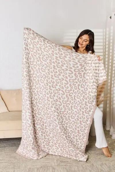 Cuddley Leopard Decorative Throw Blanket - Sand / One Size