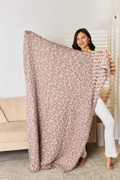 Cuddley Leopard Decorative Throw Blanket - Mocha / One Size
