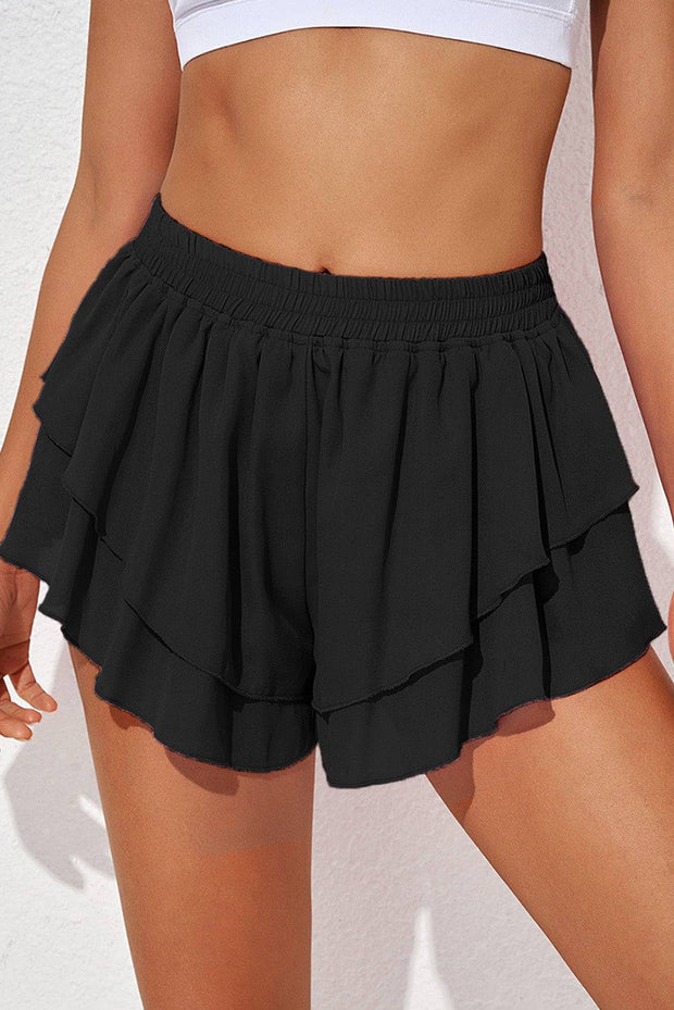 Layered Mid-Rise Waist Active Skirt - Black / S