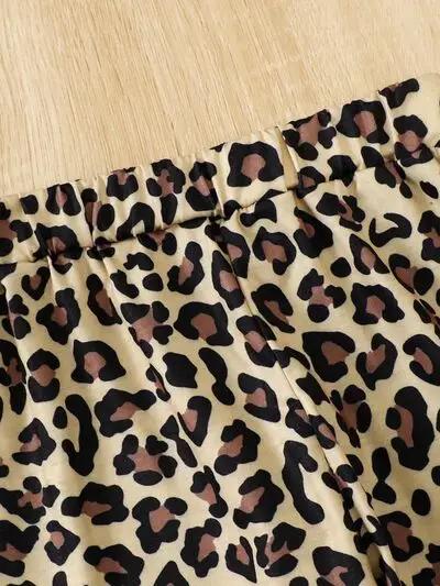 BESTIE Round Neck T-Shirt and Leopard Pants Set -