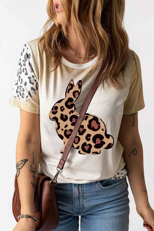 Easter Leopard Graphic Tee Shirt -