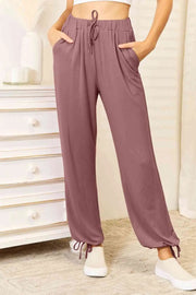 Basic Bae Full Size Soft Rayon Drawstring Waist Pants with Pockets -