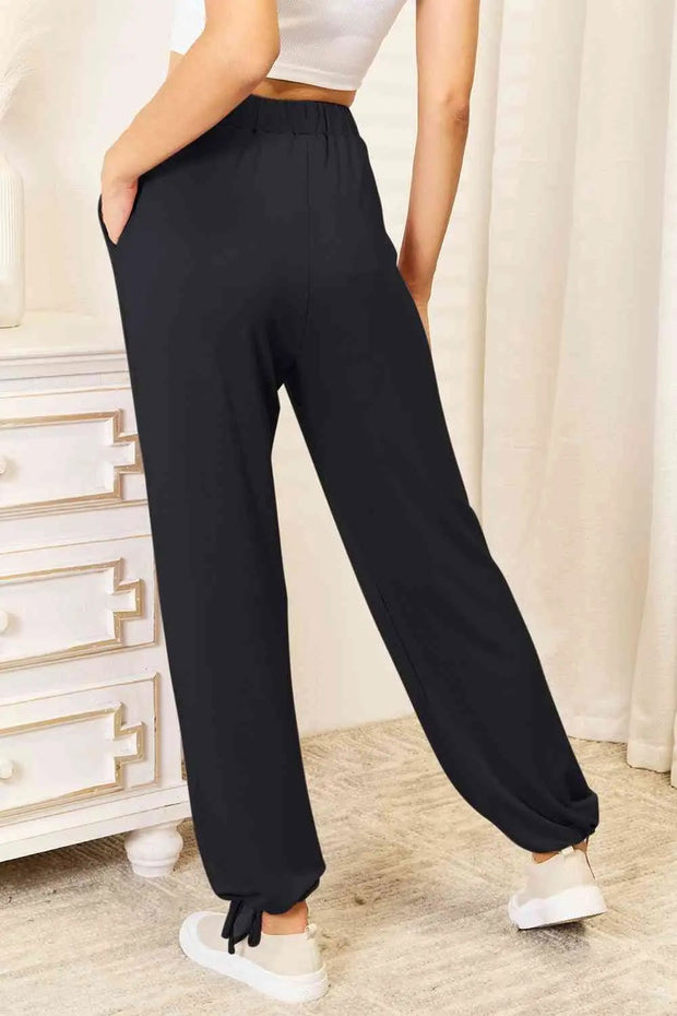 Basic Bae Full Size Soft Rayon Drawstring Waist Pants with Pockets - Dark Navy / S