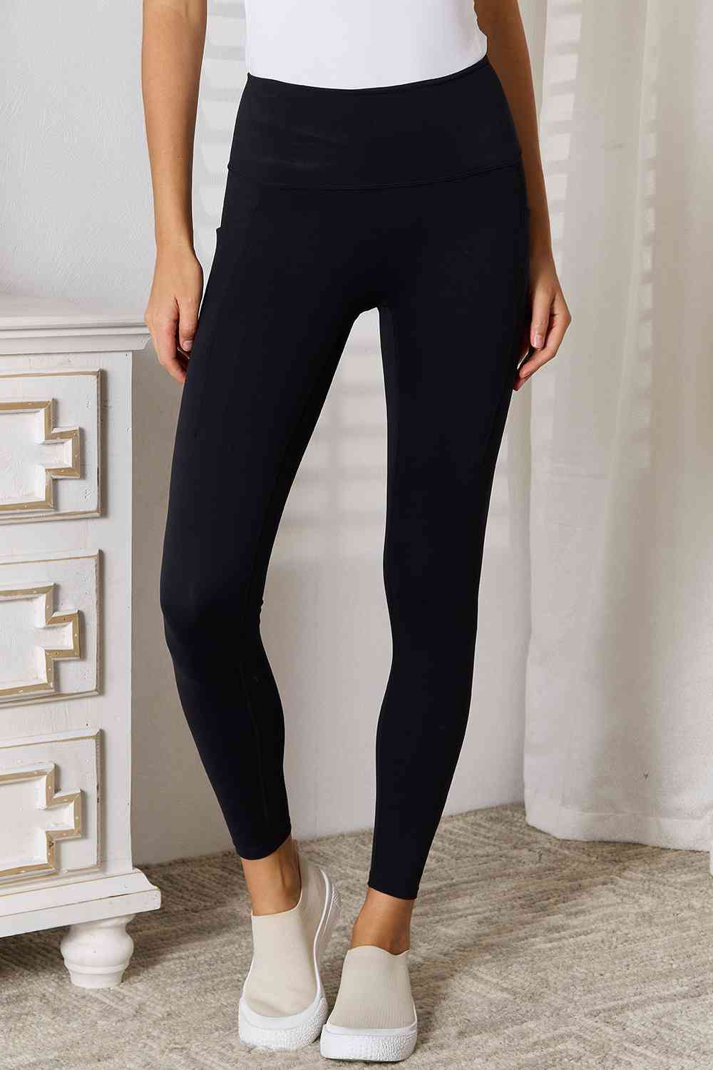 Basic Bae Wide Waistband Sports Leggings - Black / S