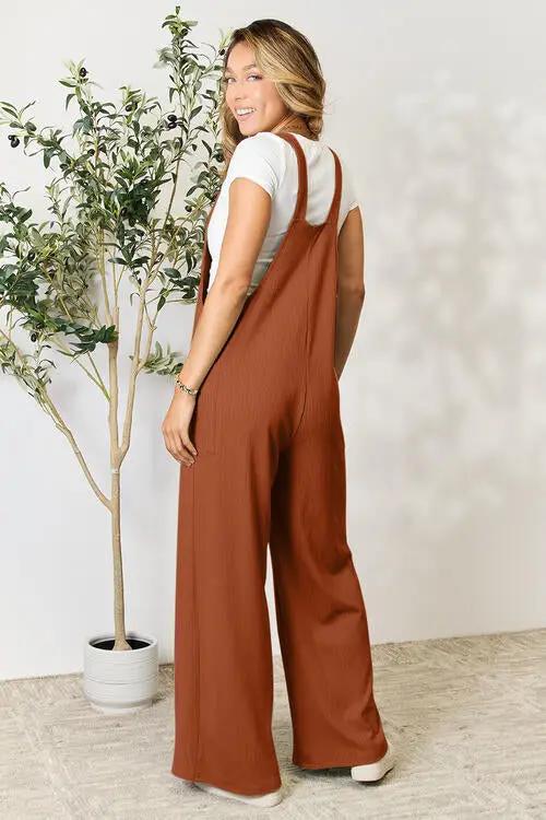 Double Take Full Size Wide Strap Overall with Pockets -