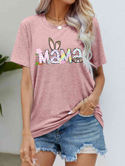 Easter MAMA Graphic Round Neck T-Shirt - Dusty Pink / S