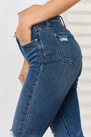 Judy Blue Full Size High Waist Distressed Slim Jeans -