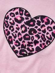 Leopard Heart Graphic Top and Pants Set -