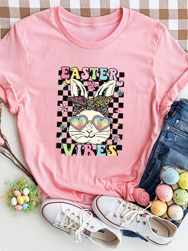 EASTER VIBES Round Neck Short Sleeve T-Shirt - Blush Pink / S