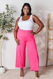 Double Take Full Size Smocked Wide Waistband Wide Leg Pants -