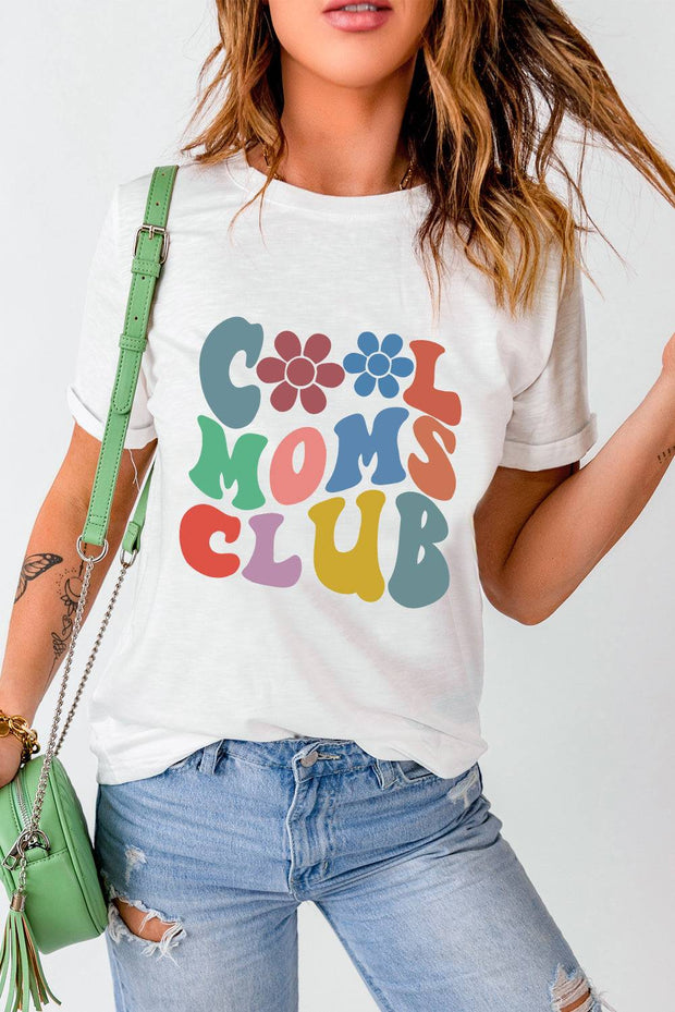 COOL MOMS CLUB Round Neck Short Sleeve T-Shirt - White / S