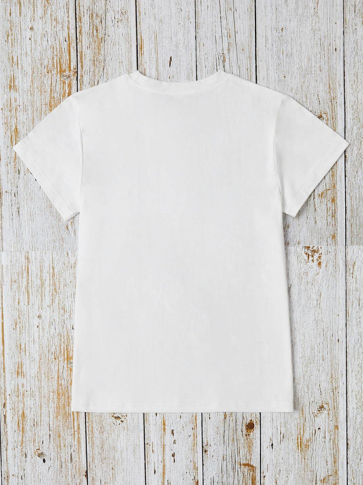 Rabbit Round Neck Short Sleeve T-Shirt -