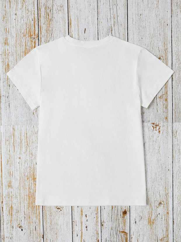 Rabbit Round Neck Short Sleeve T-Shirt -