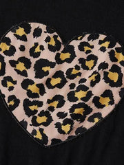 Leopard Heart Graphic Top and Pants Set -