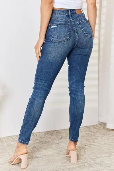 Judy Blue Full Size High Waist Distressed Slim Jeans -