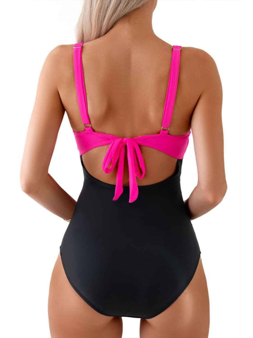 Tied Cutout Contrast One-Piece Swimwear Faith & Co. Boutique