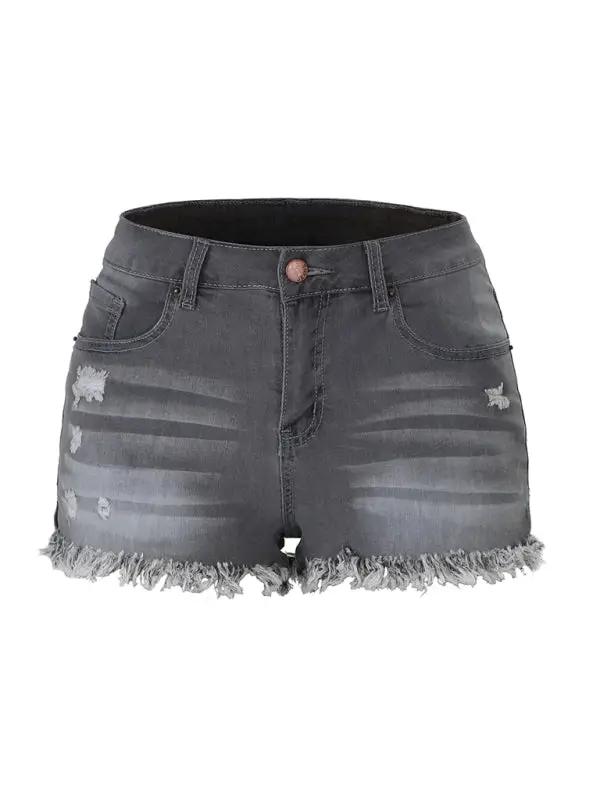 a pair of shorts with frays on the side