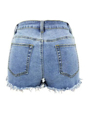 a women's jean shorts with frays on the side