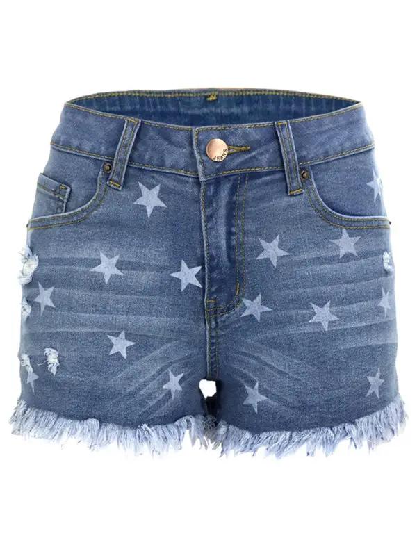 a pair of shorts with silver stars on them