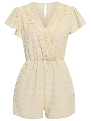 a women's short - sleeved rom playsuit in cream