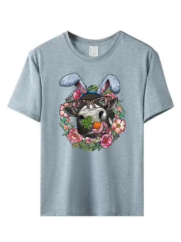 a t - shirt with an image of a dog wearing bunny ears