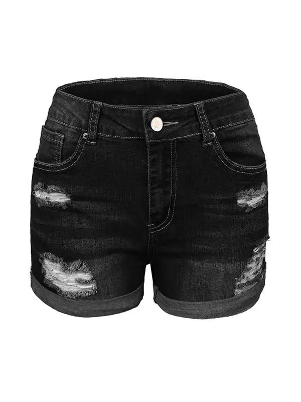 a pair of black shorts with holes on the side