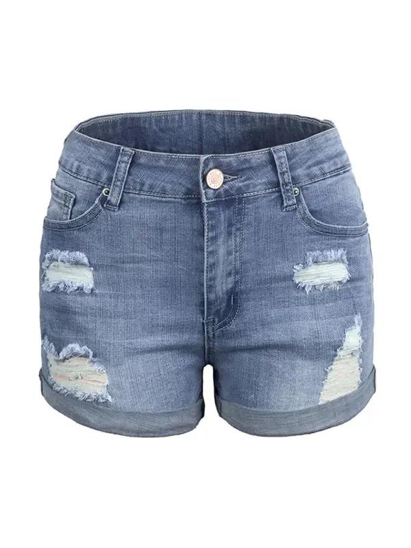 a women's jean shorts with holes on the side