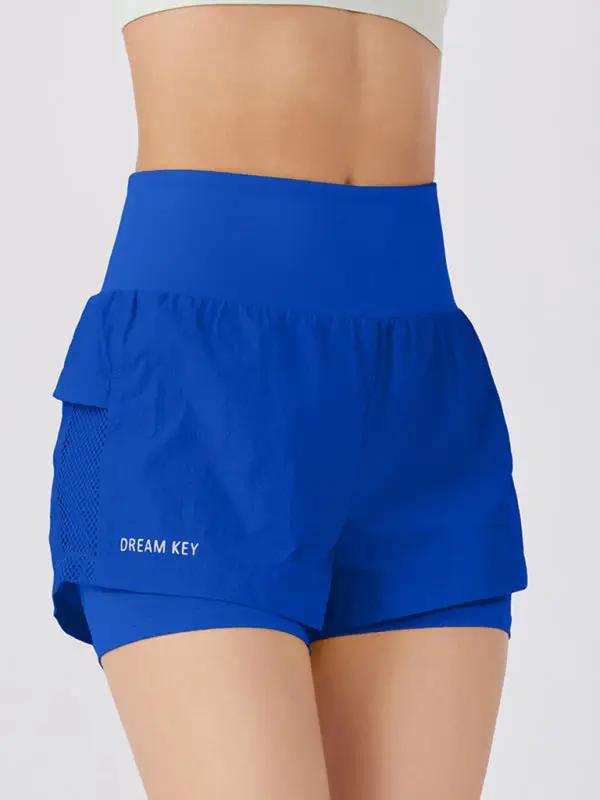 New loose casual breathable fitness yoga quick-drying culottes sports shorts - Blue / S