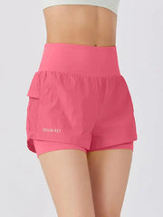New loose casual breathable fitness yoga quick-drying culottes sports shorts - Rose / S