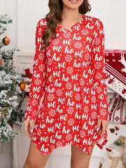 New women's V-neck slim irregular Christmas dress short mini skirt - Pattern2 / S