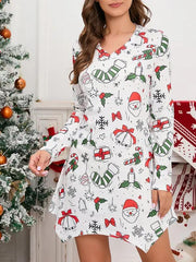 New women's V-neck slim irregular Christmas dress short mini skirt - Suit 5 / S