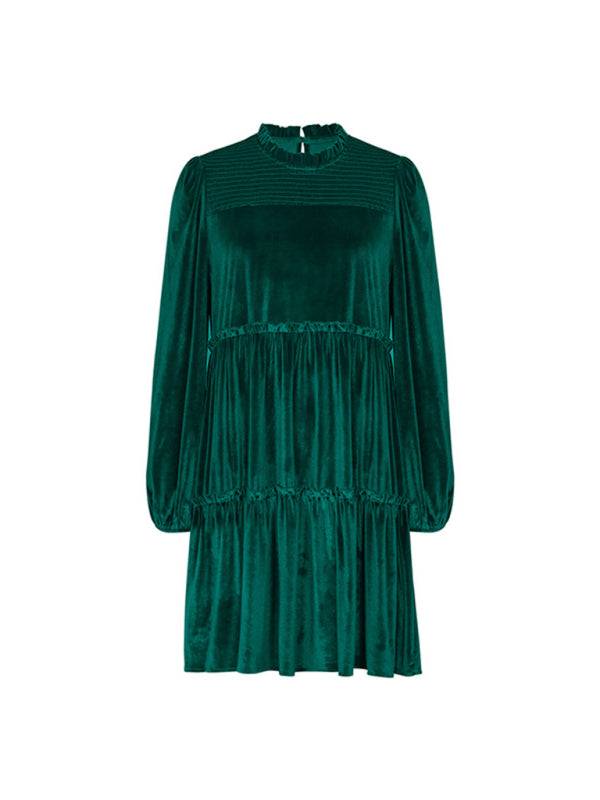 New women's green velvet long sleeve dress Faith & Co. Boutique
