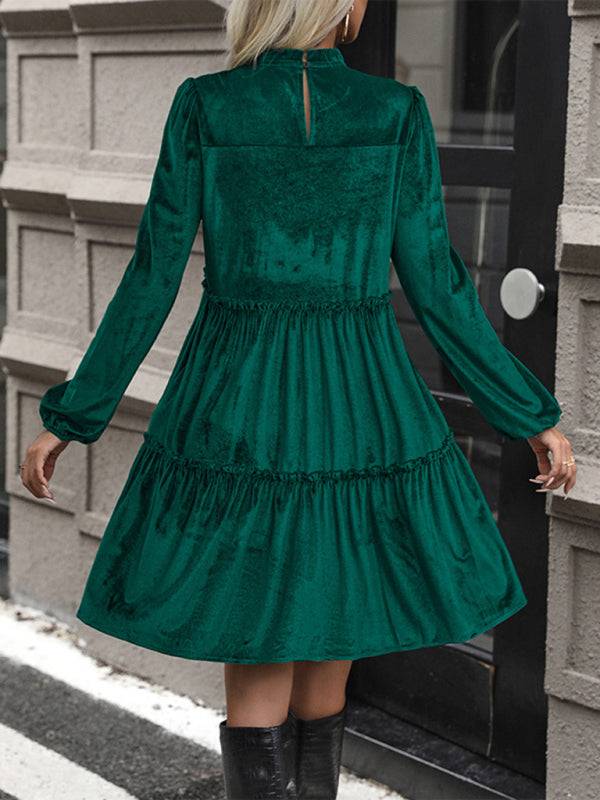 New women's green velvet long sleeve dress Faith & Co. Boutique