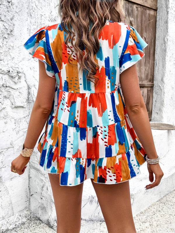 Women's casual holiday printed short-sleeved top Faith & Co. Boutique
