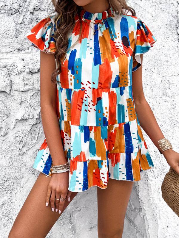 Women's casual holiday printed short-sleeved top Faith & Co. Boutique